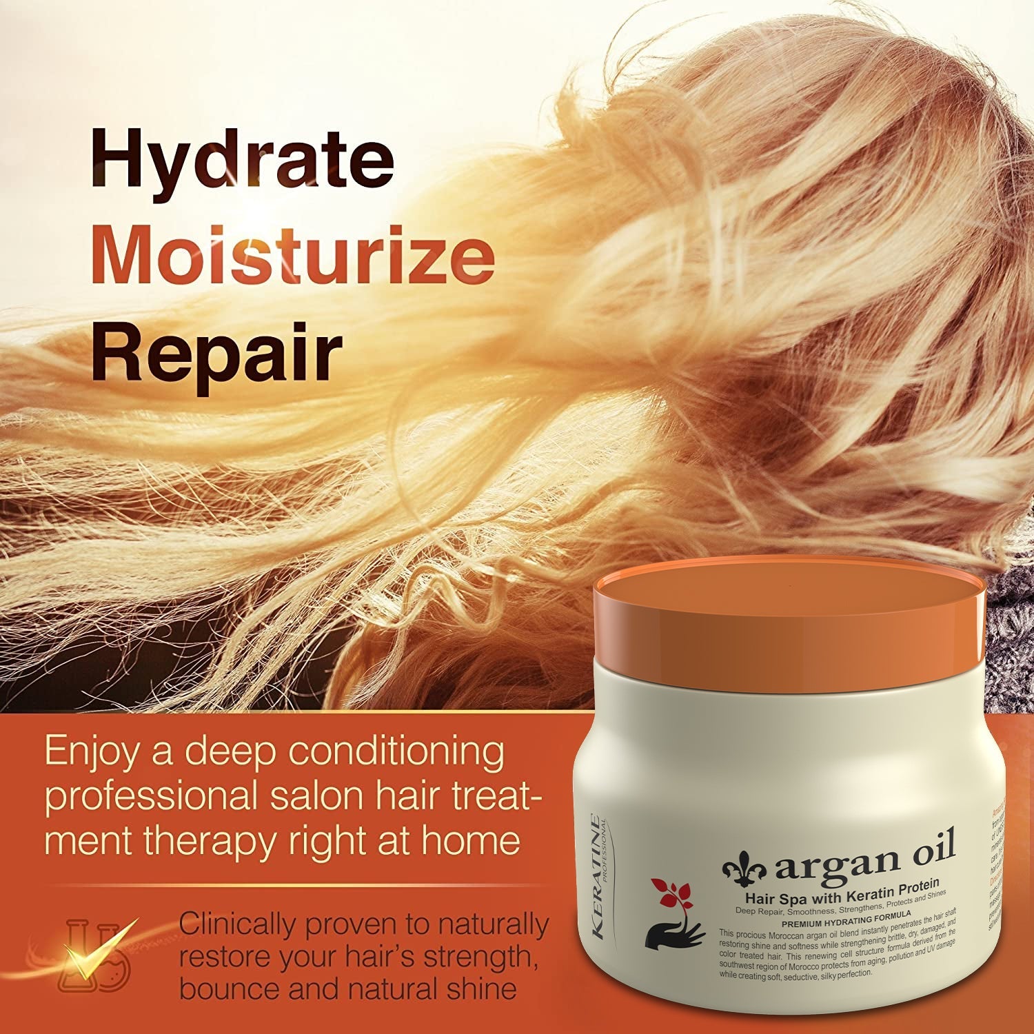 Keratine Professional ? Argan Oil Hair Spa with Sulphate-Free Repair ? 500ml & Deep Nourishment & Repair & Ideal for Dry and Frizzy Hair