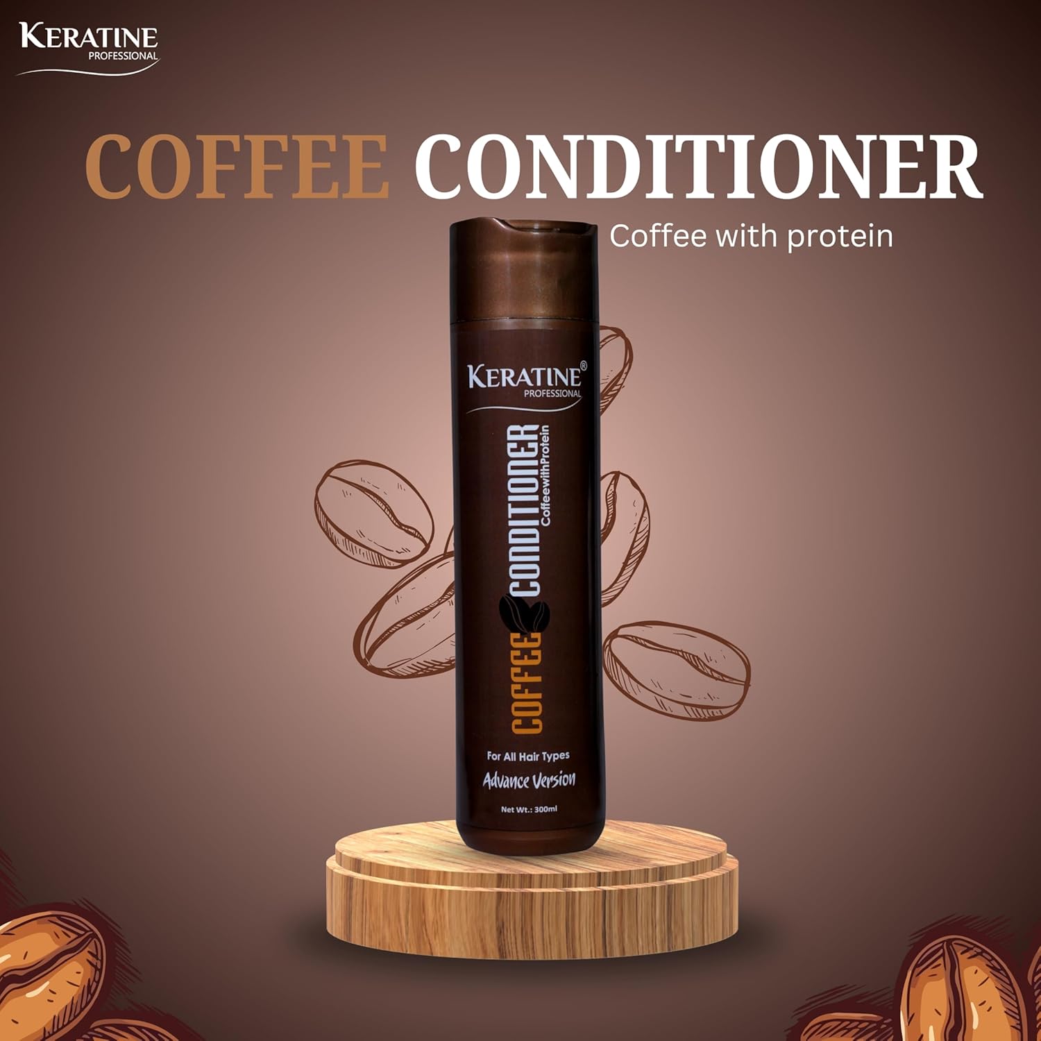 Keratine Professional ? Coffee Protein Conditioner ? 300ml & Nourishes & Strengthens Hair & Ideal for Dry and Damaged Hair