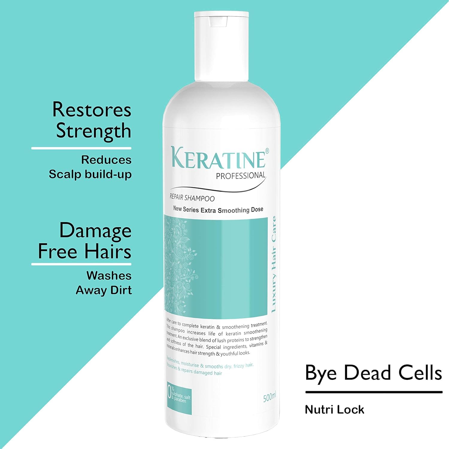 Keratine Professional Combo Kit, Repair Hair Shampoo & Mask - With Keratine (500ml)