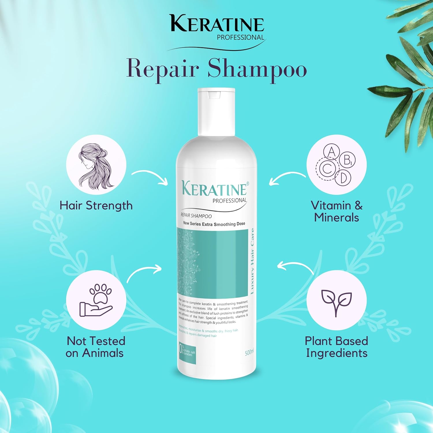 Keratine Professional Combo Kit, Repair Hair Shampoo & Mask - With Keratine (500ml)