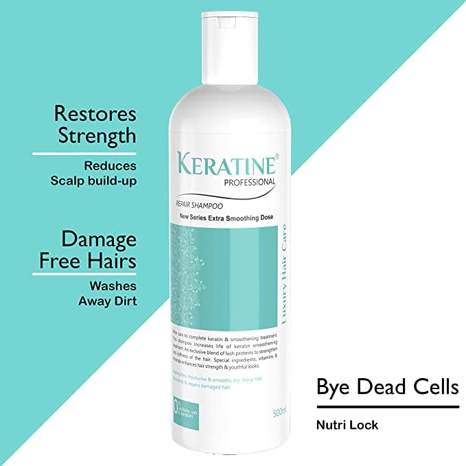 Keratin Professional Hair Repair & Smooth Therapy Set - 500 ml Shampoo + 500 ml Spa Treatment for Damaged Hair