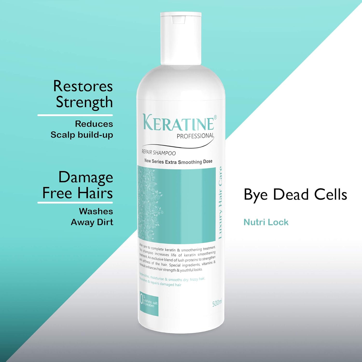 Keratine Hair Shampoo with Keratin & Natural Oils 500ml ? Strengthens and Nourishes for Healthy Hair