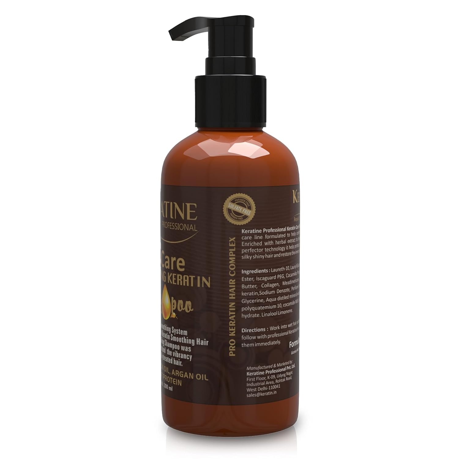 Keratin Care Smoothing Shampoo 300ml With Moroccan Oil, Argan Oil & Wheat Protein - Smoothes, Strengthens & Adds Shine - For All Hair Types
