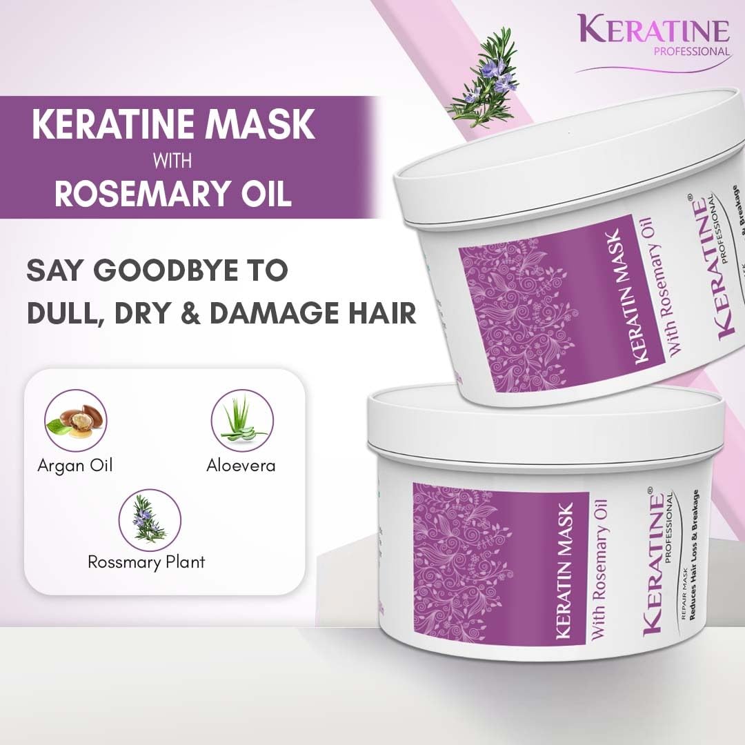 Keratin & Sulphate-Free Hair Mask with Rosemary Oil ? For Damaged Hair ? 500ml & Restores and Strengthens Hair ? Ideal for Dry & Damaged Hair