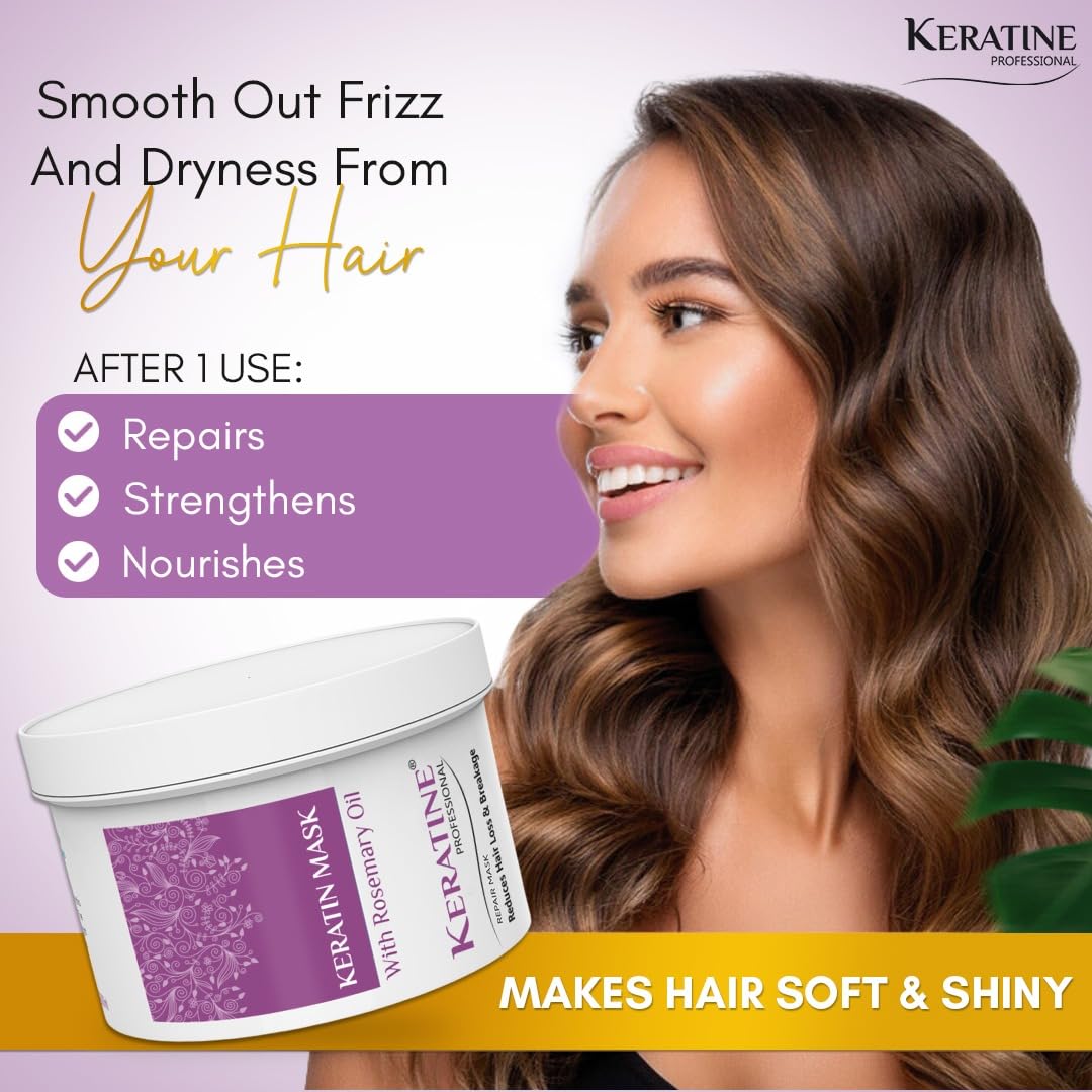 Keratin & Sulphate-Free Hair Mask with Rosemary Oil ? For Damaged Hair ? 500ml & Restores and Strengthens Hair ? Ideal for Dry & Damaged Hair