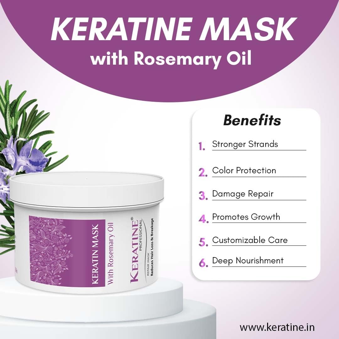 Keratin & Sulphate-Free Hair Mask with Rosemary Oil ? For Damaged Hair ? 500ml & Restores and Strengthens Hair ? Ideal for Dry & Damaged Hair