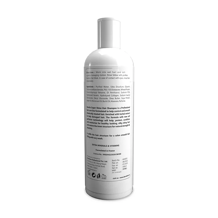 Keratine ? Super Shine Shampoo with Increased Strength & Smoothness ? 500ml & Enhances Shine for Healthy Hair