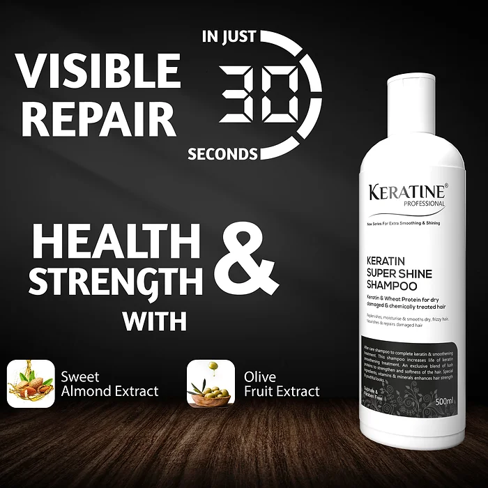 Keratine ? Super Shine Shampoo with Increased Strength & Smoothness ? 500ml & Enhances Shine for Healthy Hair