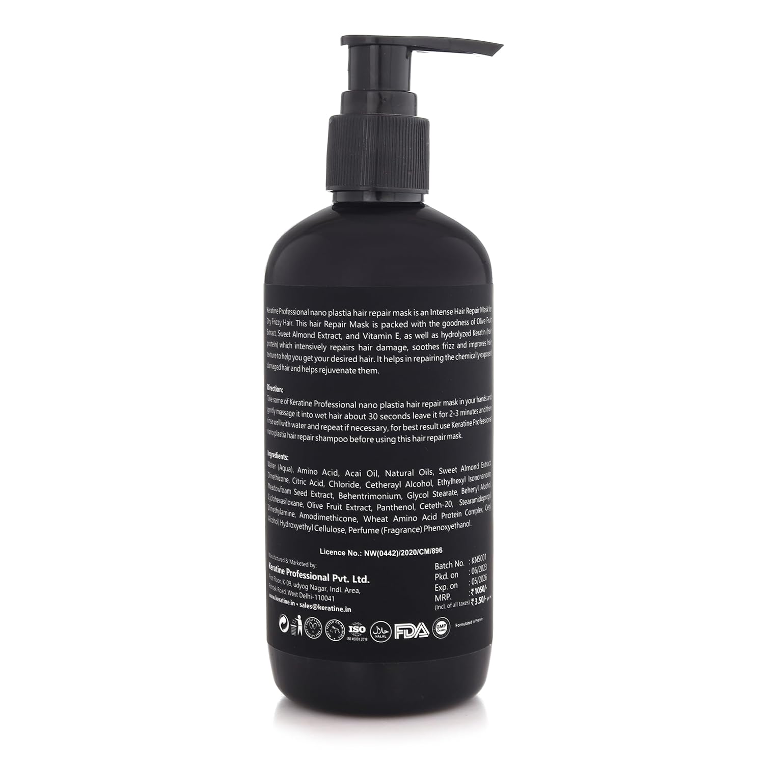 Keratine Professional ? Nano Plastia Hair Repair Mask ? 300ml & Intensive Repair & Smoothness & Ideal for Damaged and Dry Hair