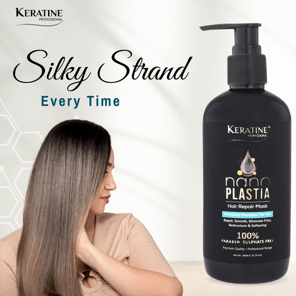 Keratine Professional ? Nano Plastia Hair Repair Mask ? 300ml & Intensive Repair & Smoothness & Ideal for Damaged and Dry Hair