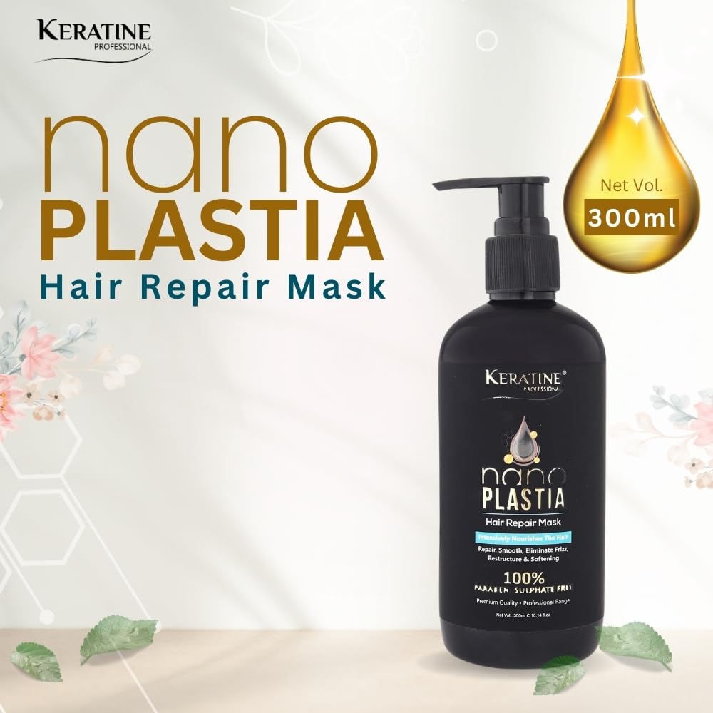 Keratine Professional ? Nano Plastia Hair Repair Mask ? 300ml & Intensive Repair & Smoothness & Ideal for Damaged and Dry Hair