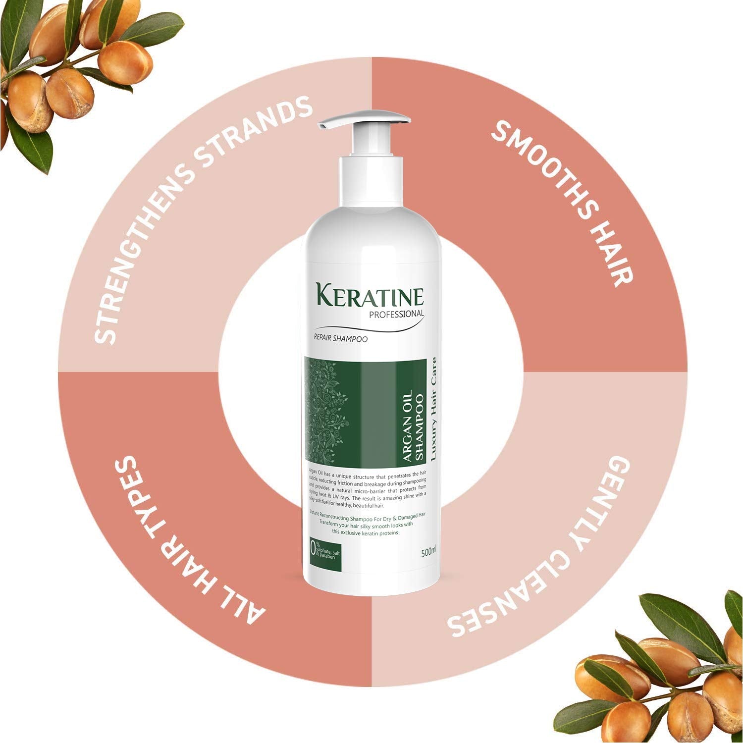 Keratine Professional Argan Oil Shampoo - With Deep Nourishment (500ML)