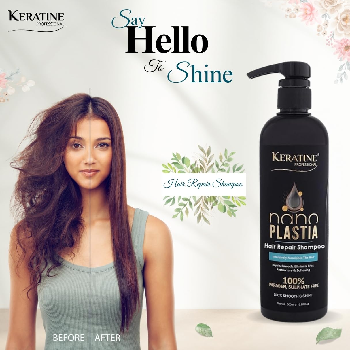 Keratine Nano Plastia Hair Repair Shampoo & Mask Combo (500ml Each)