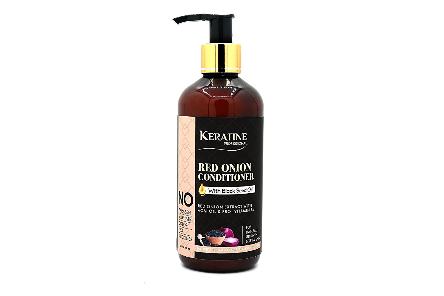 Keratine Professional ? Onion Oil & Black Seed Conditioner ? 300ml & Hair Fall Defense & For Thinning & Weak Hair