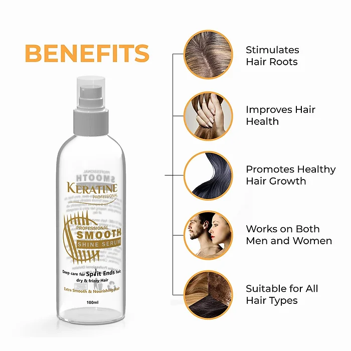 Professional Smooth Shine Serum - With Keratin & Vitamin E (100ml)