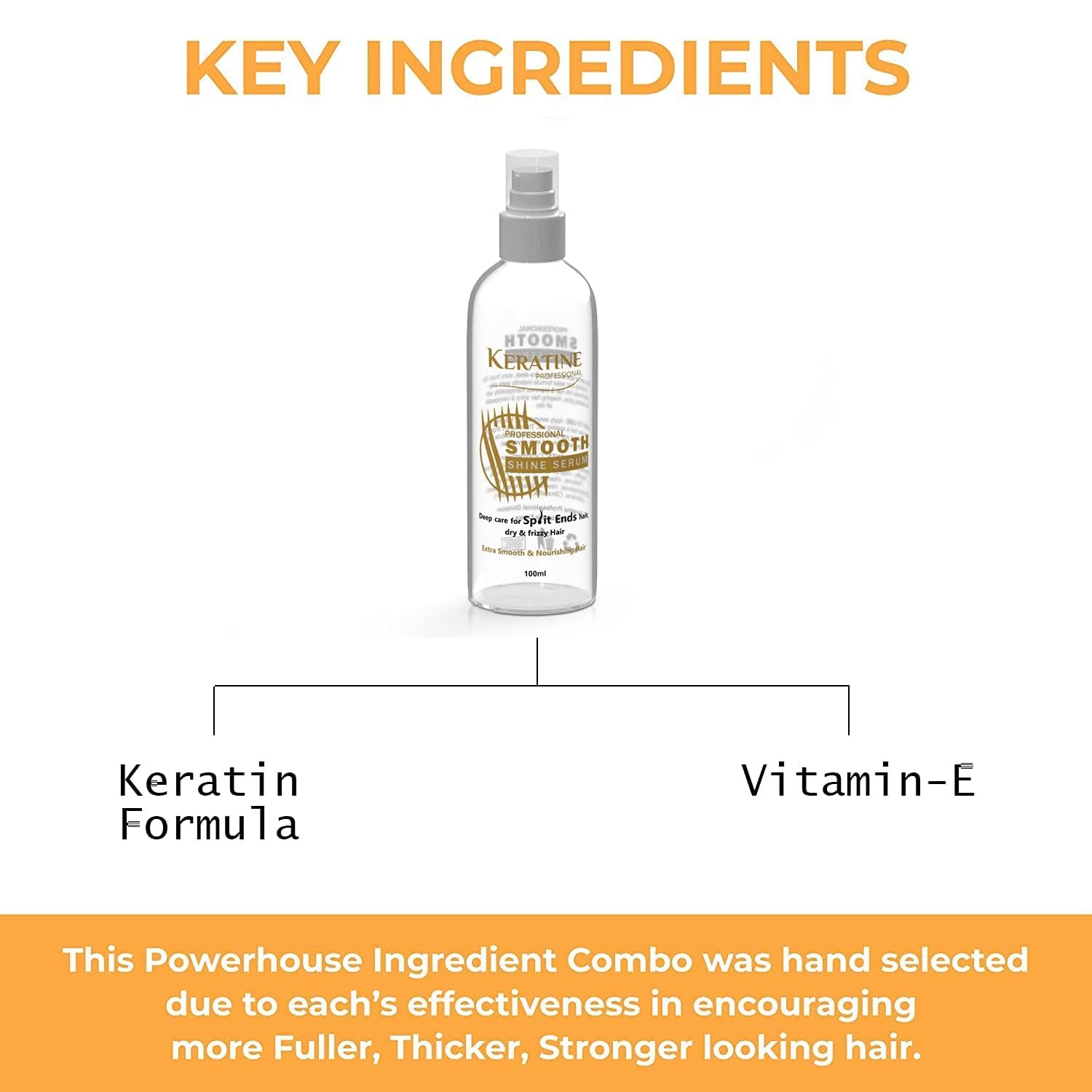 Keratine Shine & Smooth Hair Serum - With Keratine & Vitamin E (For Dry, damaged hair) (100ml)