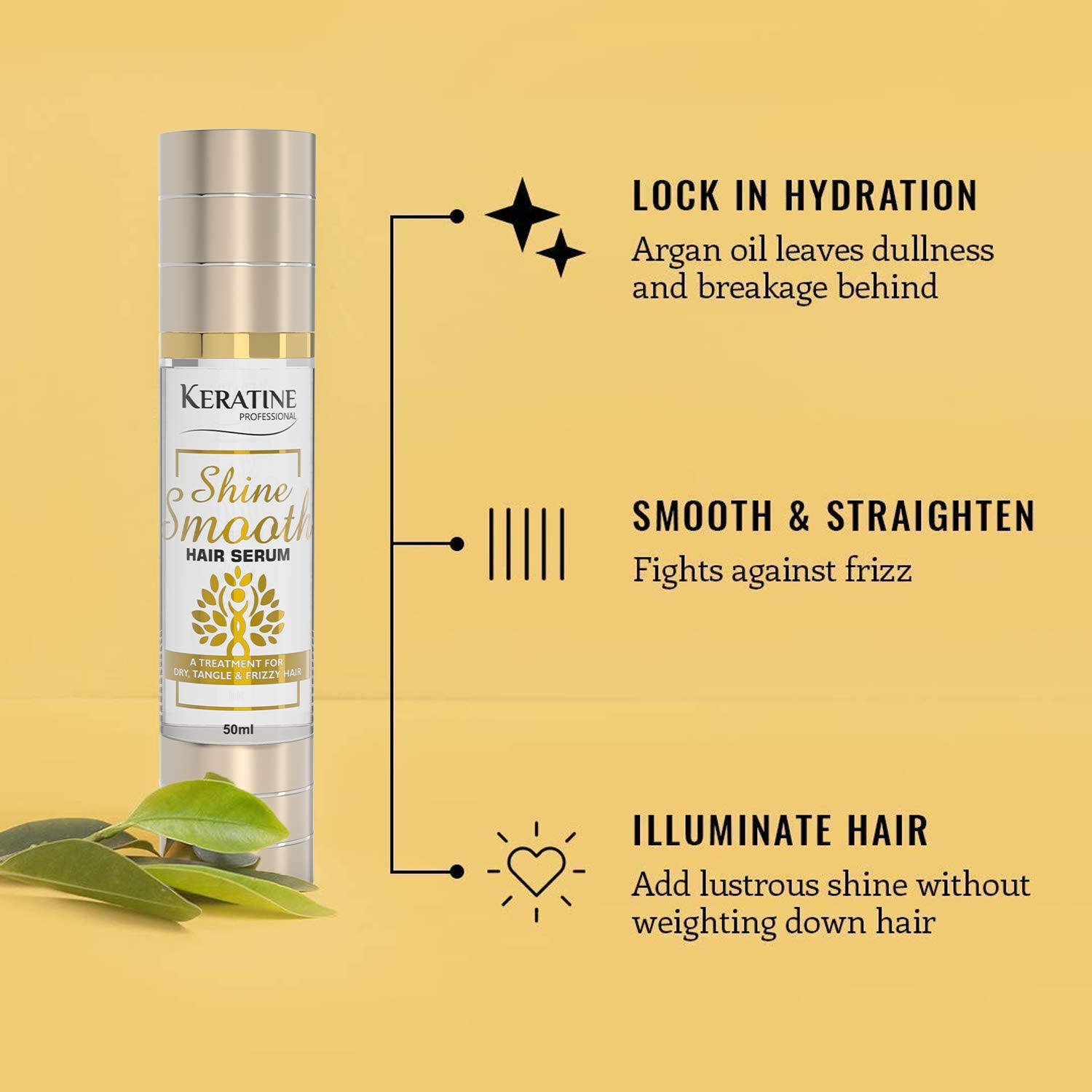 Keratine Professional Shine Smooth Hair Serum - With Frizz Free Shine (50ml)