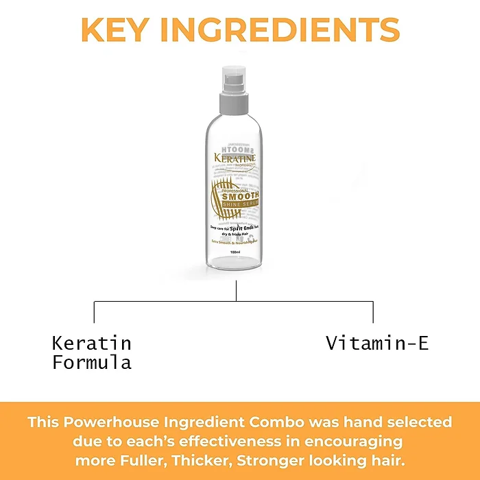 Keratine Professional Shine Smooth Hair Serum - With Silky & Frizz Free (100ml)