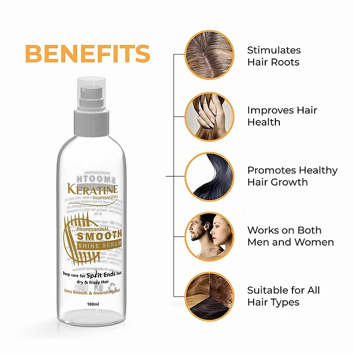 Keratine Professional Shine Smooth Hair Serum - With Silky & Frizz Free (100ml)
