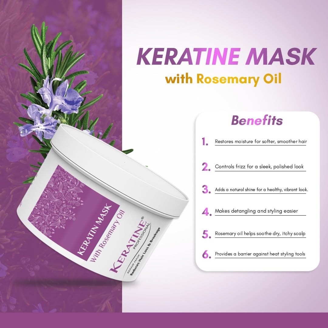 Keratine Smoothing Shampoo And Mask With Rosemary Oil 500Ml - With Rosemary Oil 500ml (500ml)