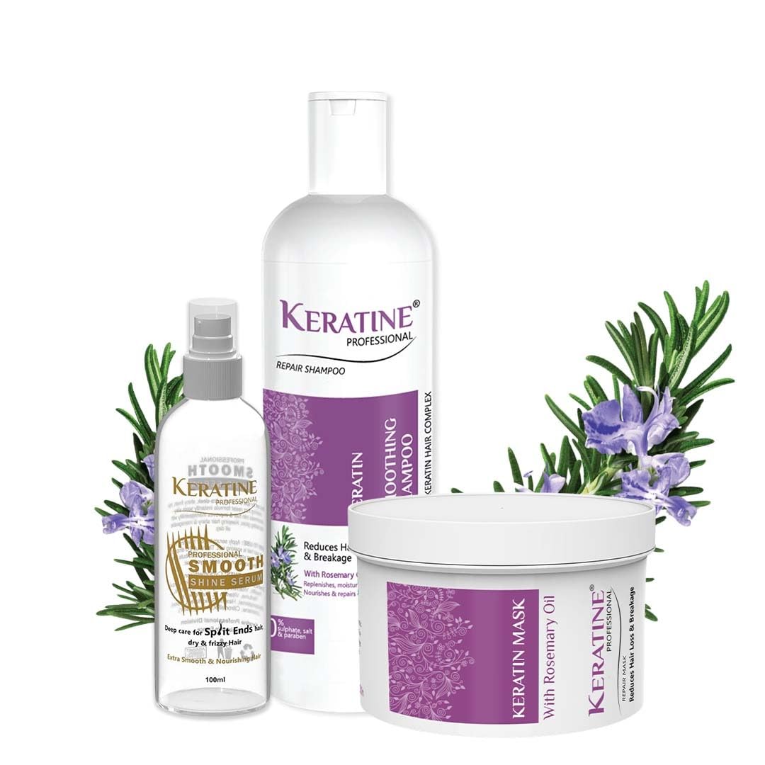Keratine Smoothing Shampoo And Mask With Rosemary Oil 500Ml - With Rosemary Oil 500ml (500ml)