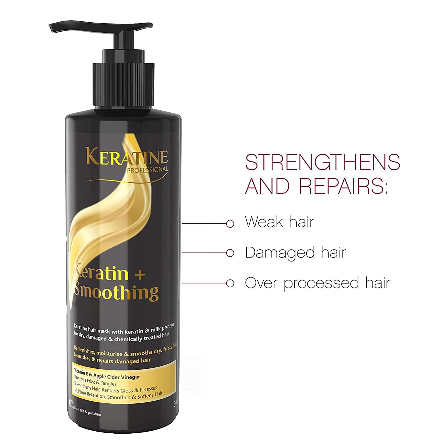 Keratine Professional ? Smoothing Shampoo with Frizz Control ? 300ml & Tames Frizz for Smooth Hair