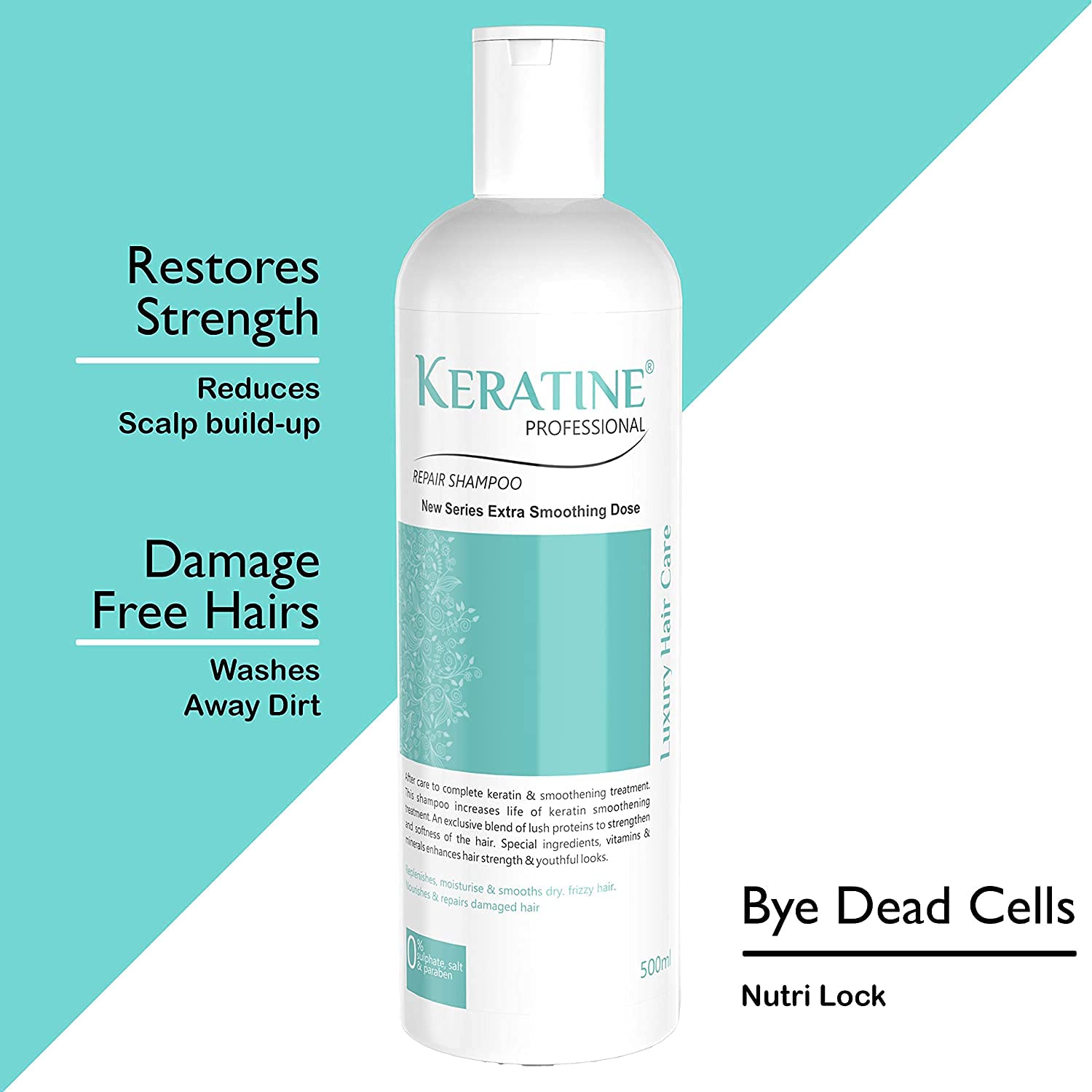 Keratine Professional ? Smoothing Shampoo with Extra Smooth Formula ? 500ml & Frizz Control for Silky Hair
