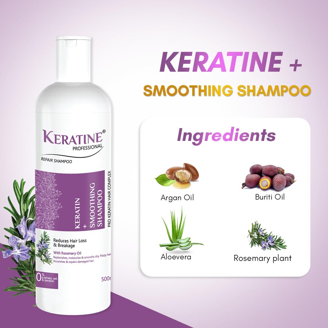 Keratine Sulphate-Free Keratin Smoothing Shampoo with Rosemary Oil 500ml