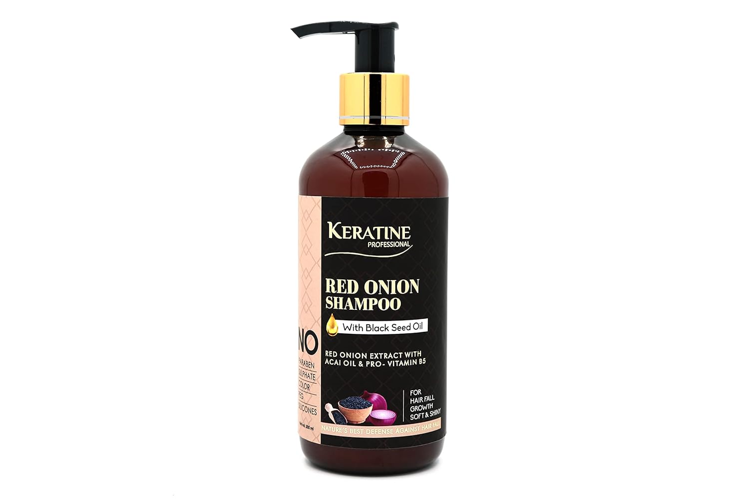 Keratine Professional ? Sulphate-Free Onion Oil & Black Seed Shampoo ? 300ml & Nourishing Formula for Healthy Hair Care
