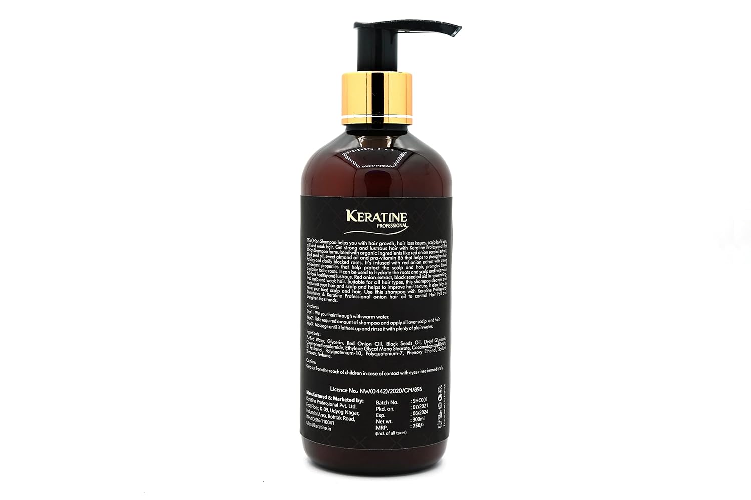 Keratine Professional ? Sulphate-Free Onion Oil & Black Seed Shampoo ? 300ml & Nourishing Formula for Healthy Hair Care