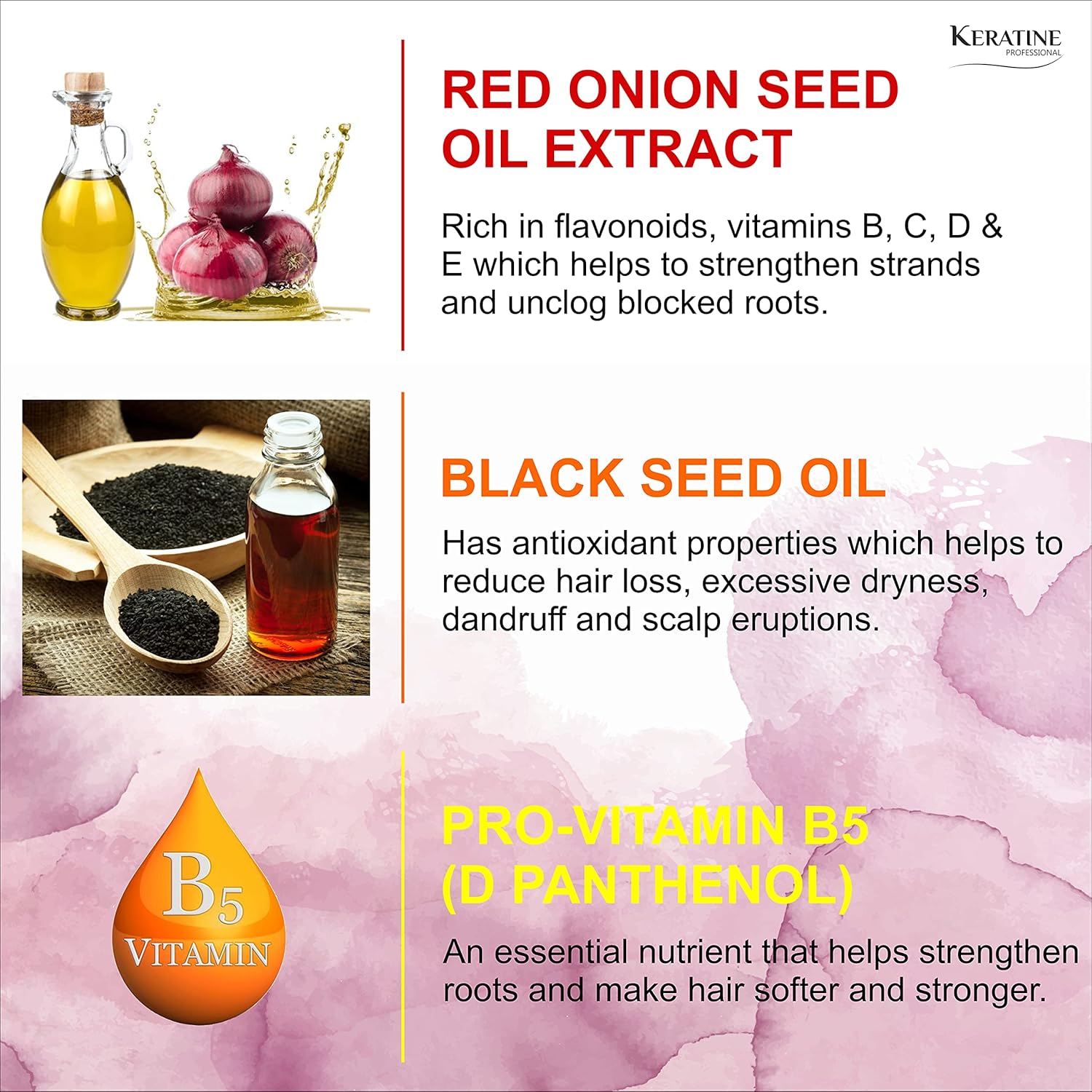 Keratine Professional ? Sulphate-Free Onion Oil & Black Seed Shampoo ? 300ml & Nourishing Formula for Healthy Hair Care