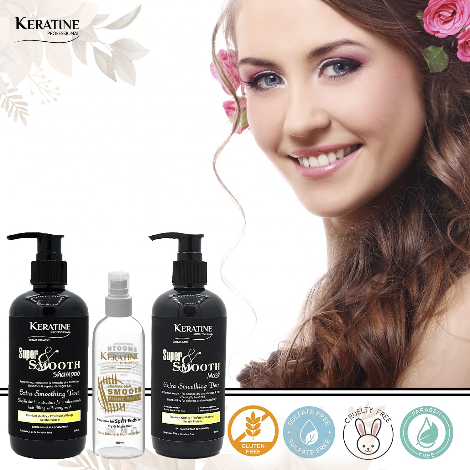 Keratine Super Smooth Hair Care Trio (300ml) - Nourishing Formula