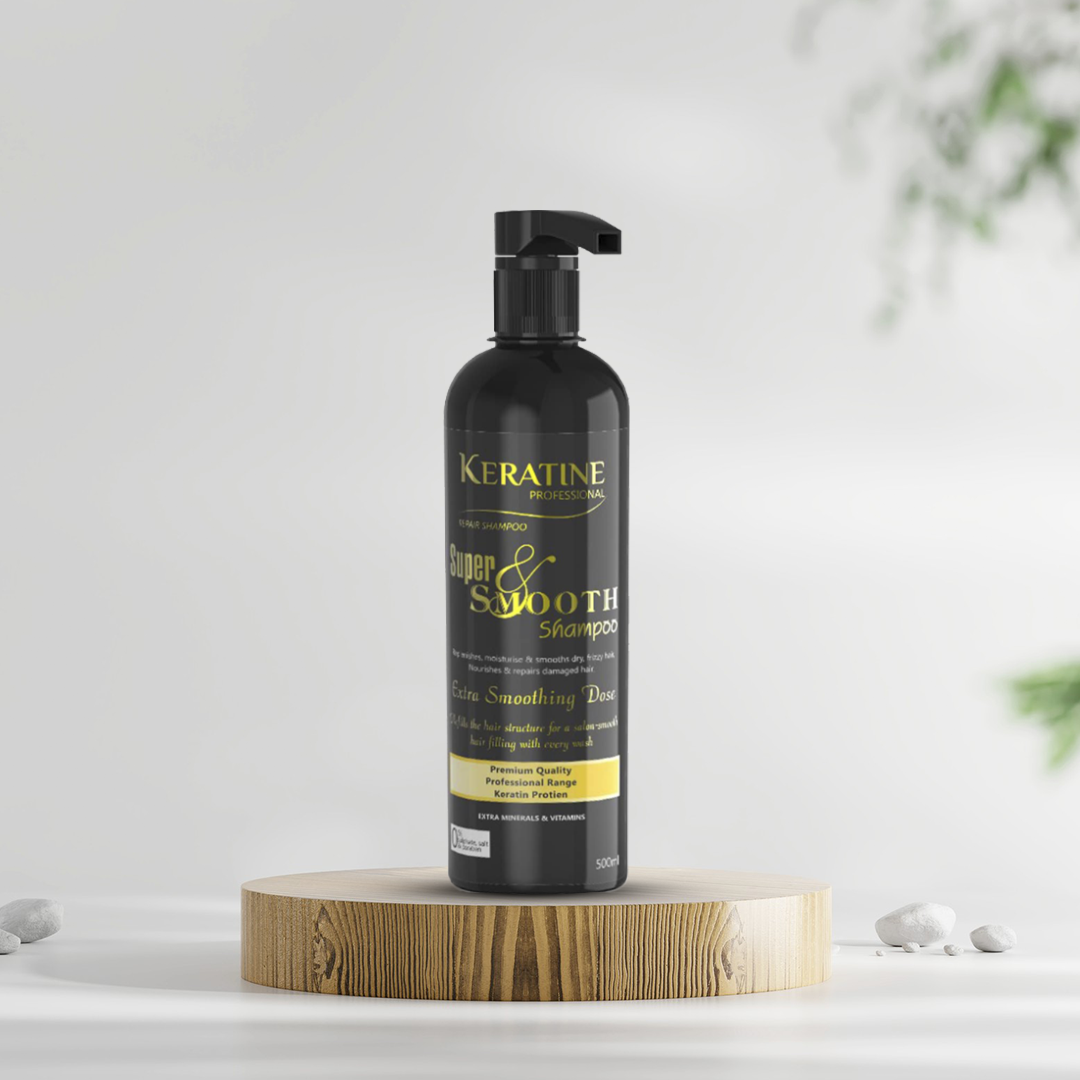 Keratine Professional Super Smooth Hair Shampoo ? Frizz-Free Shine - 500ml & Smoothness & Shine for All Hair Types