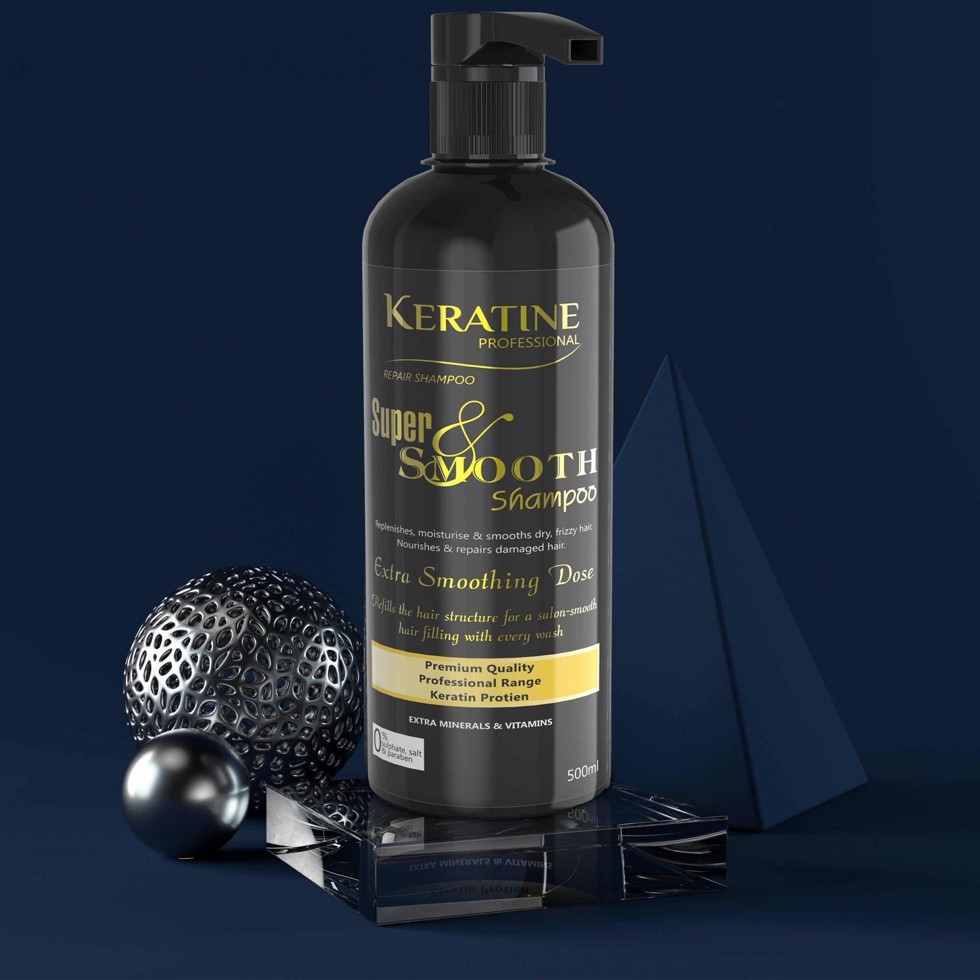 Keratine Professional Super Smooth Hair Shampoo ? Frizz-Free Shine - 500ml & Smoothness & Shine for All Hair Types