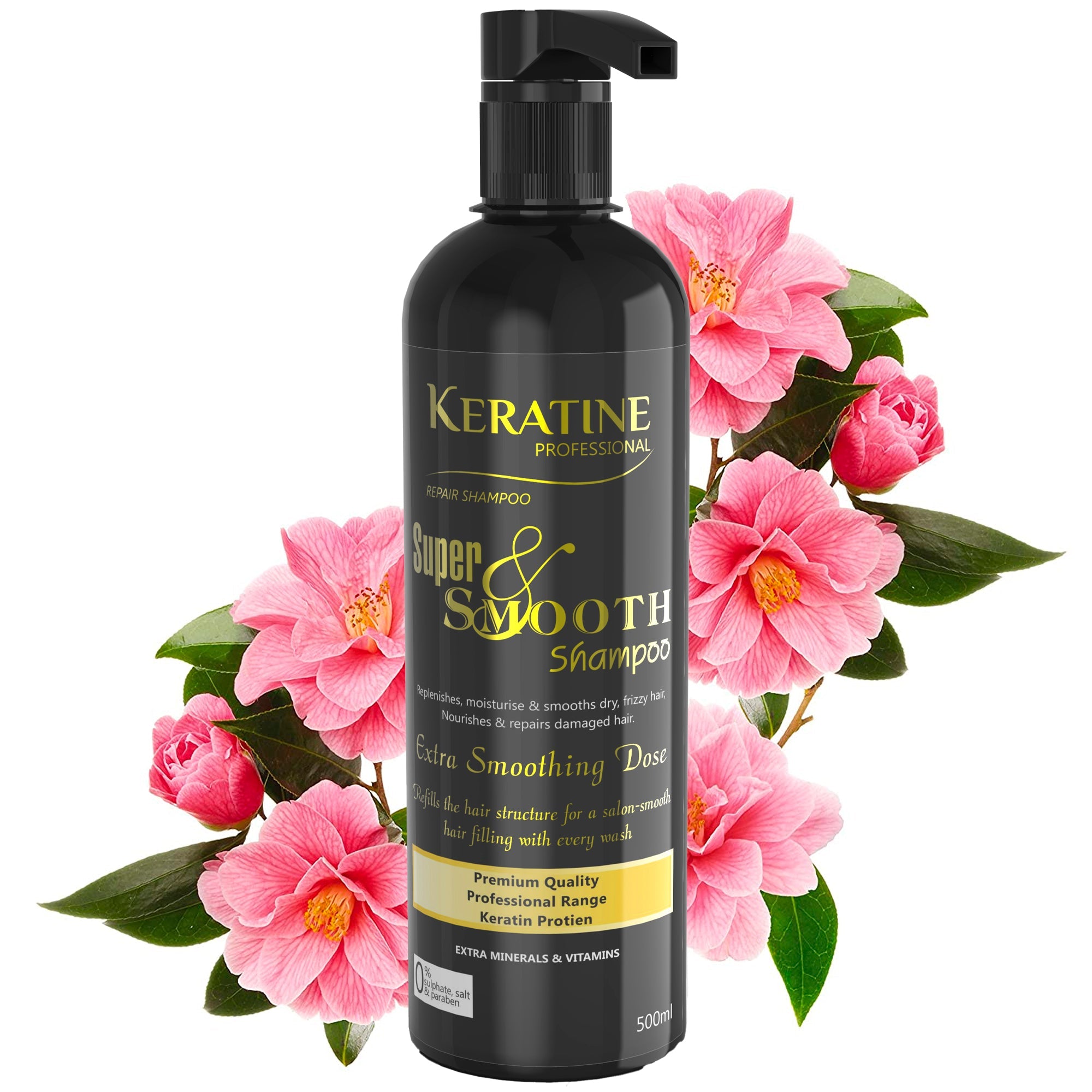 Keratine Professional Super Smooth Hair Shampoo ? Frizz-Free Shine - 500ml & Smoothness & Shine for All Hair Types