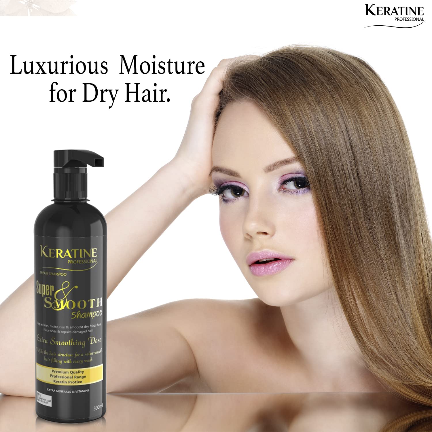 Keratine Professional Super Smooth Hair Shampoo ? Frizz-Free Shine - 500ml & Smoothness & Shine for All Hair Types