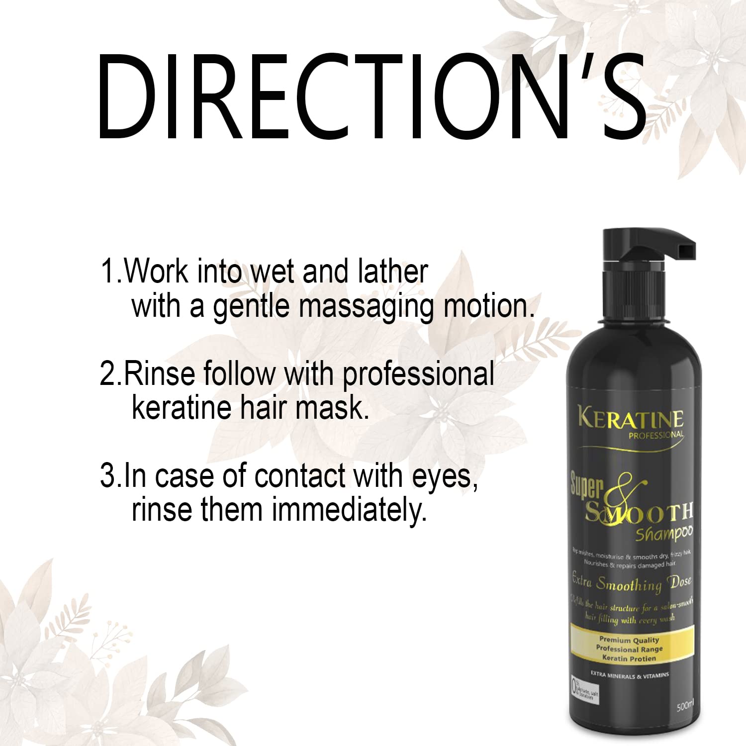 Keratine Professional Super Smooth Hair Shampoo ? Frizz-Free Shine - 500ml & Smoothness & Shine for All Hair Types