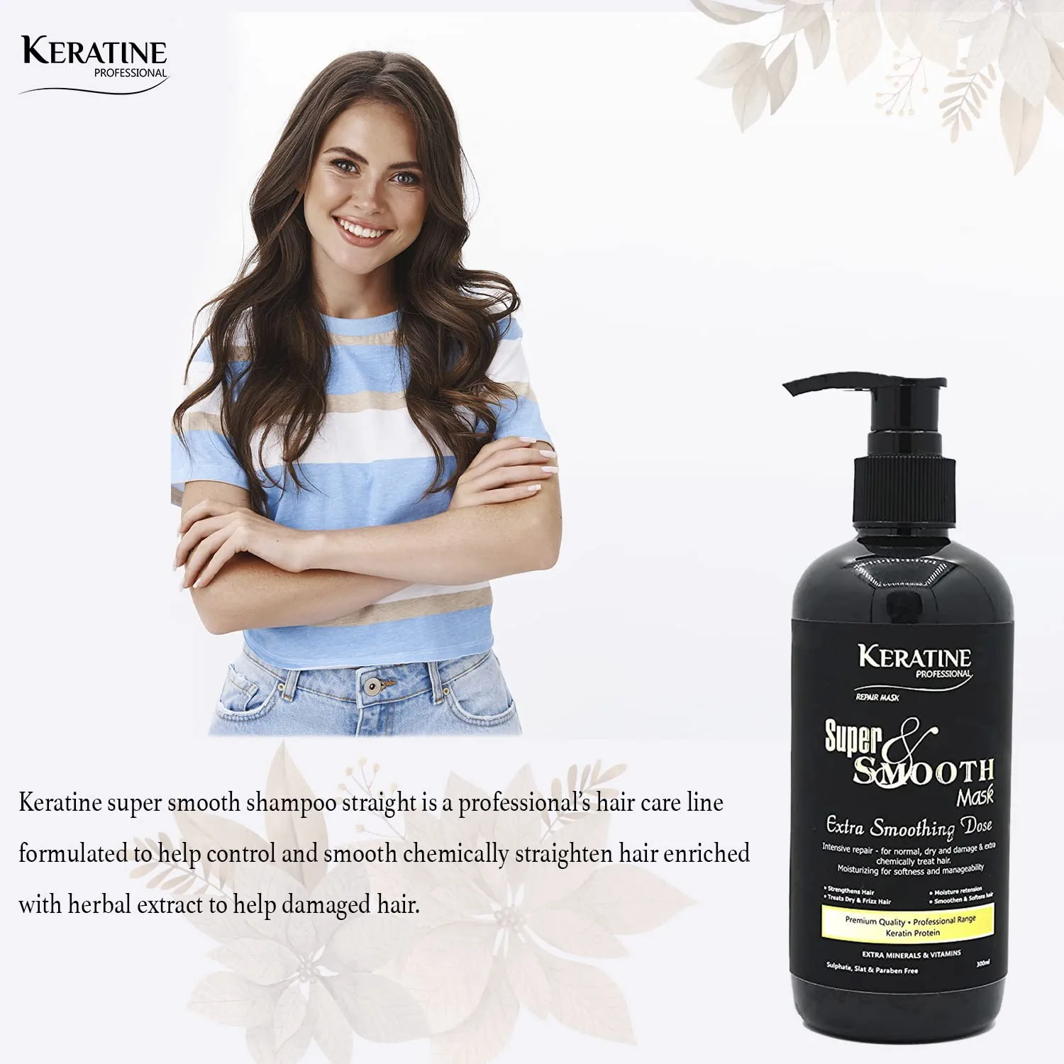 Keratine Professional ? Super Smooth Repair Hair Mask with Deep Nourishment & Shine ? 300ml & Smoothens & Adds Shine & Ideal for Dry and Frizzy Hair