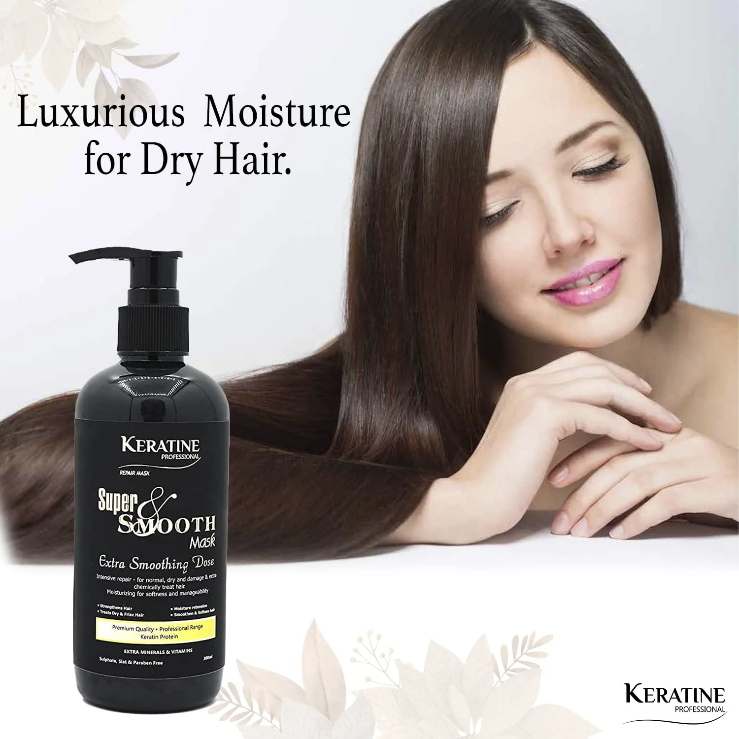 Keratine Professional ? Super Smooth Repair Hair Mask with Deep Nourishment & Shine ? 300ml & Smoothens & Adds Shine & Ideal for Dry and Frizzy Hair