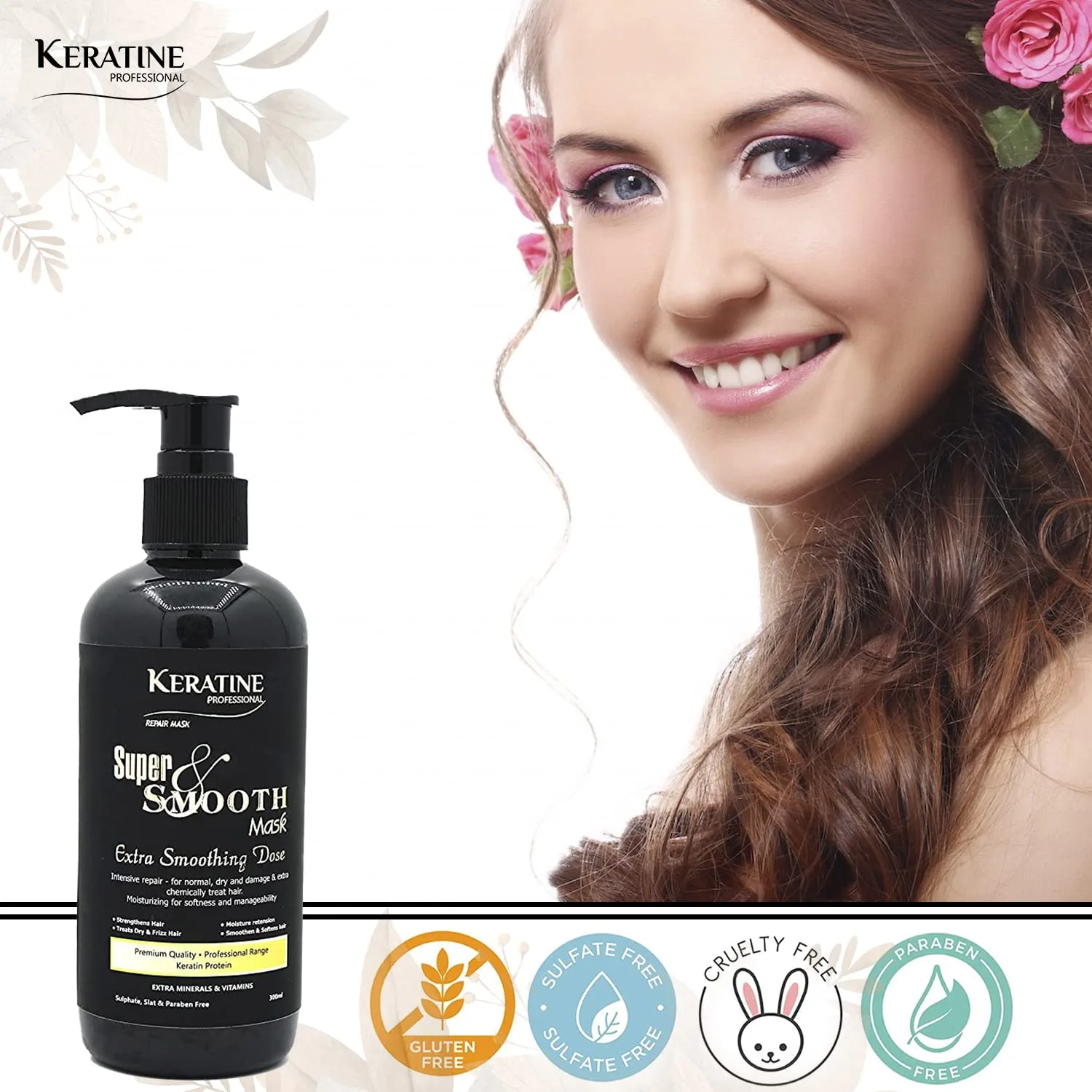 Keratine Professional ? Super Smooth Repair Hair Mask with Deep Nourishment & Shine ? 300ml & Smoothens & Adds Shine & Ideal for Dry and Frizzy Hair
