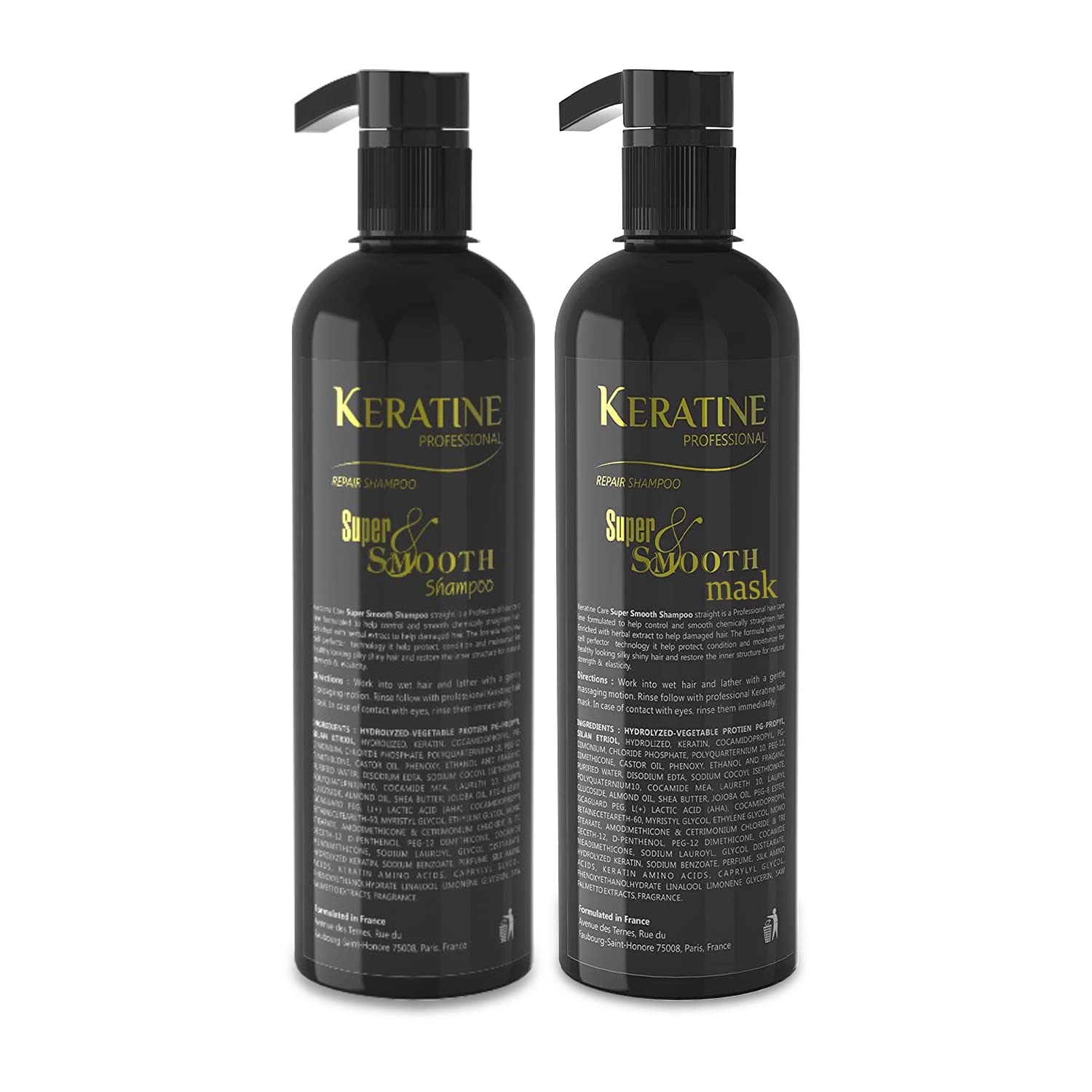 Keratine Super Smooth Repair Hair Shampoo and Mask - Deep Repair and Smoothness