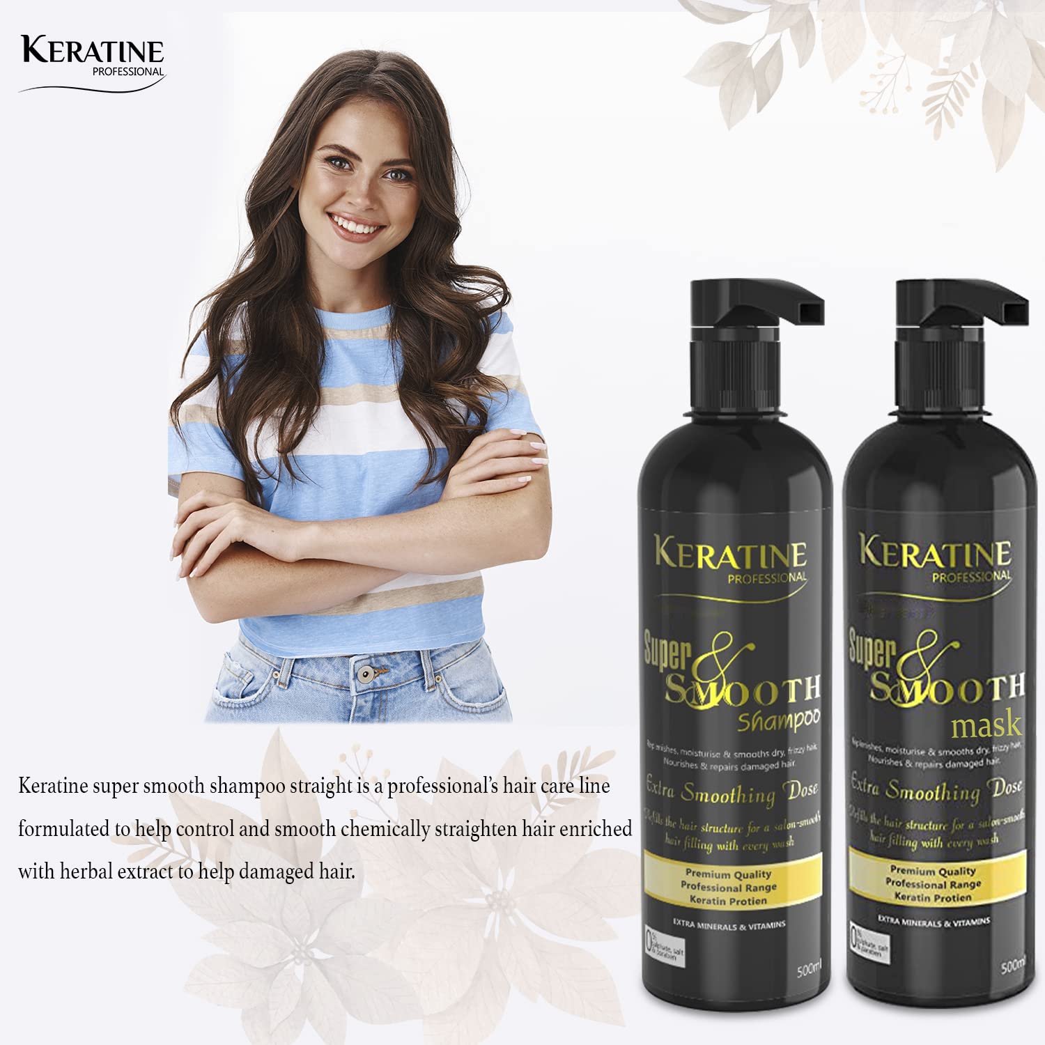 Keratine Super Smooth Repair Hair Shampoo and Mask - Deep Repair and Smoothness