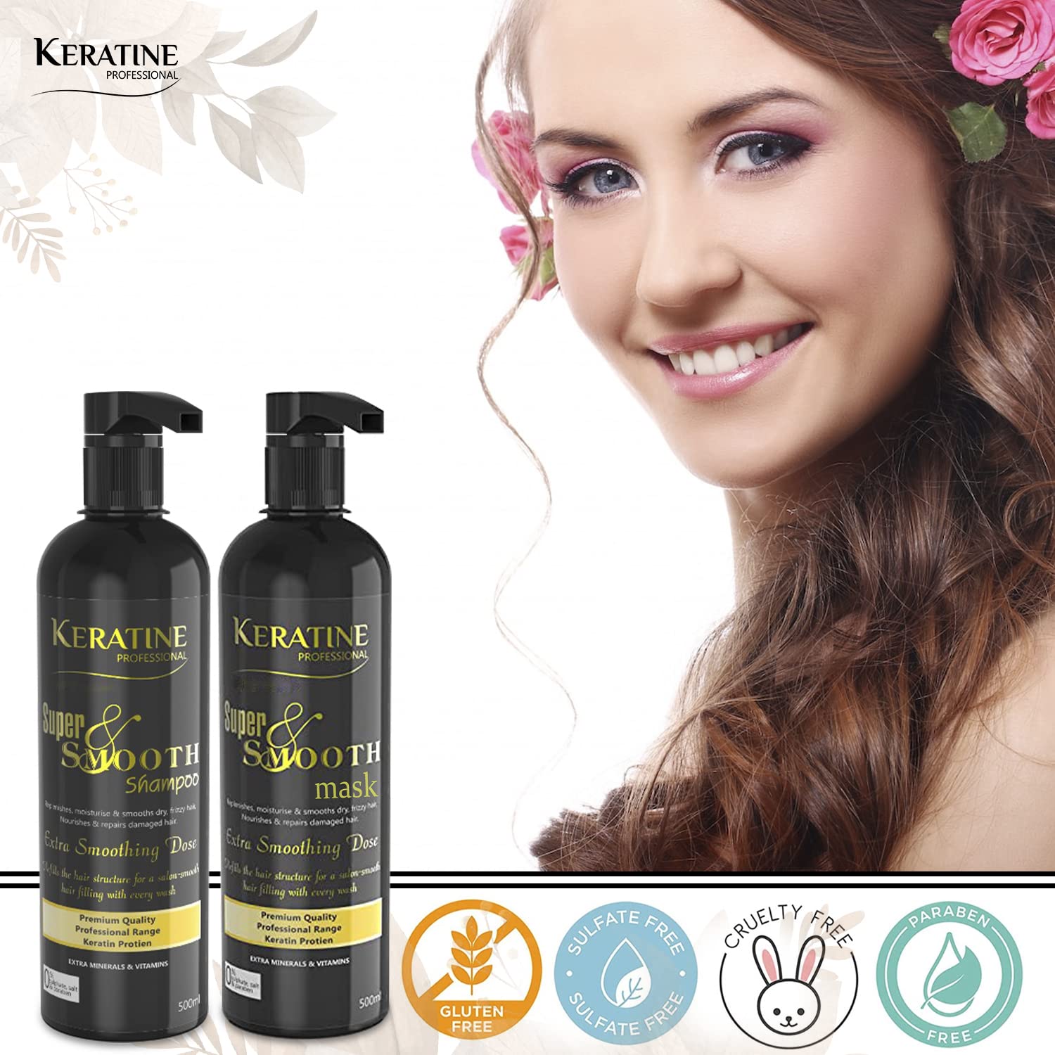 Keratine Super Smooth Repair Hair Shampoo and Mask - Deep Repair and Smoothness
