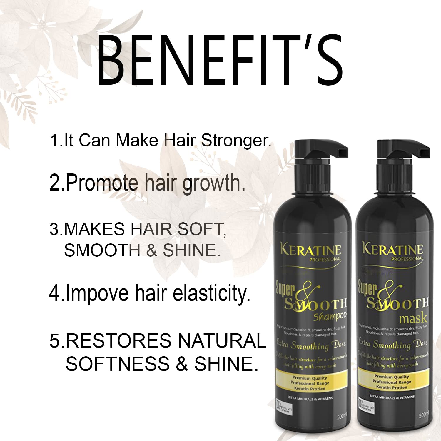 Keratine Super Smooth Repair Hair Shampoo and Mask - Deep Repair and Smoothness
